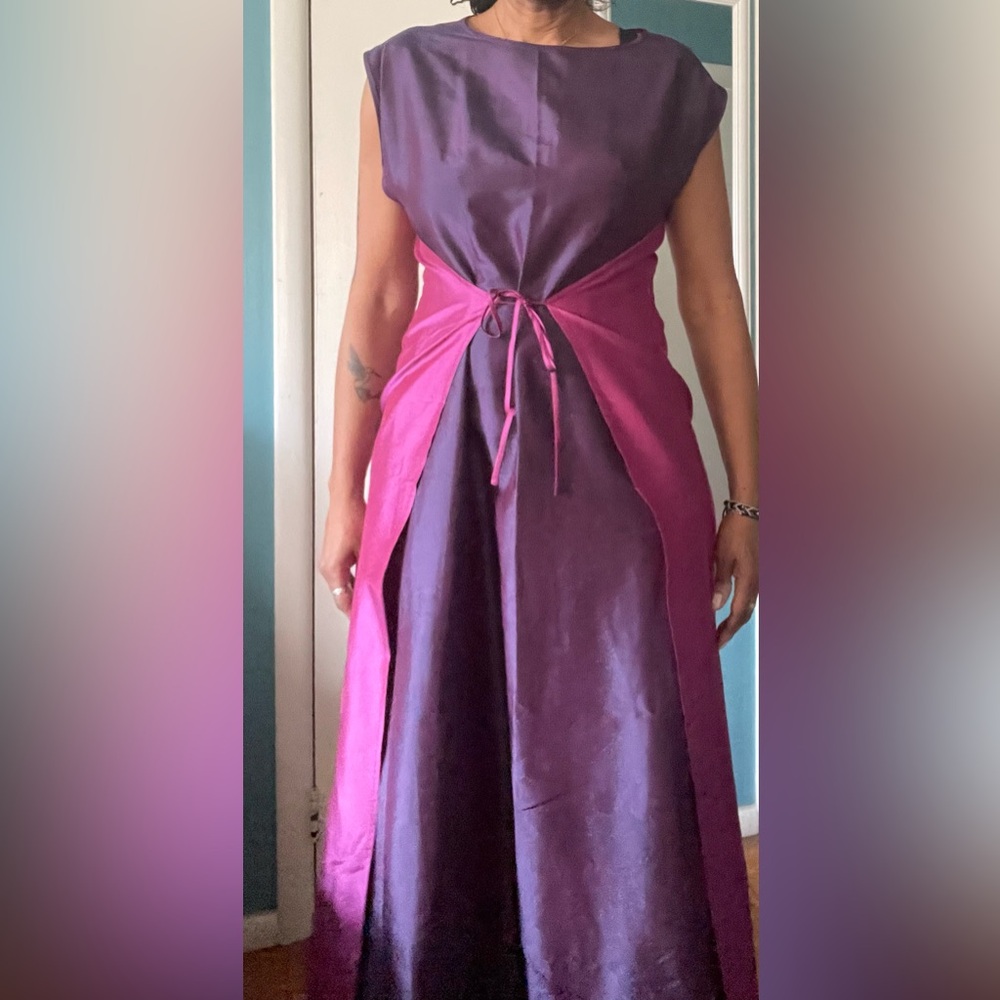 Artisans Angkor Pure Silk Wrap Long Dress Pink & Purple Size M
